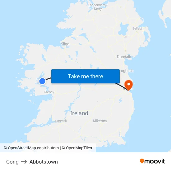 Cong to Abbotstown map