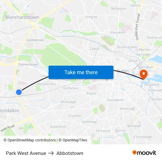 Park West Avenue to Abbotstown map