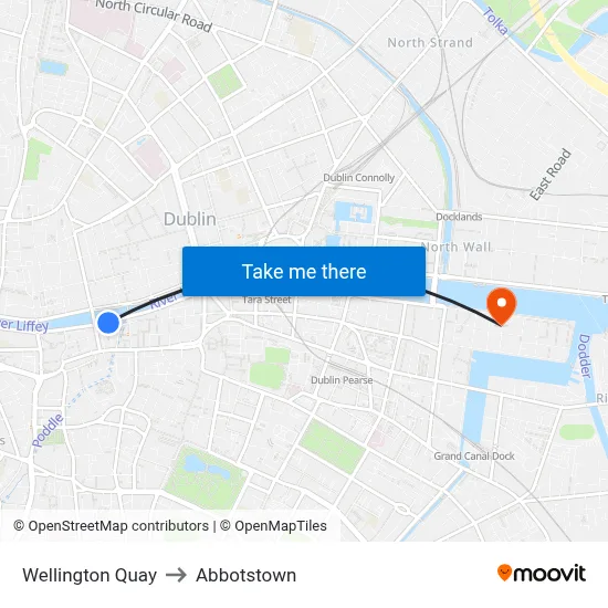 Wellington Quay to Abbotstown map