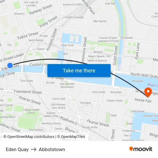 Eden Quay to Abbotstown map
