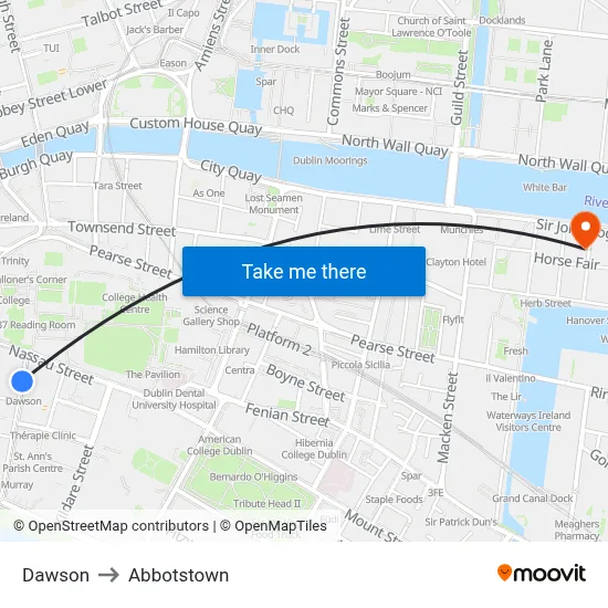 Dawson to Abbotstown map