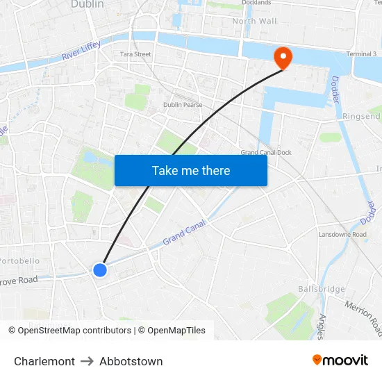 Charlemont to Abbotstown map