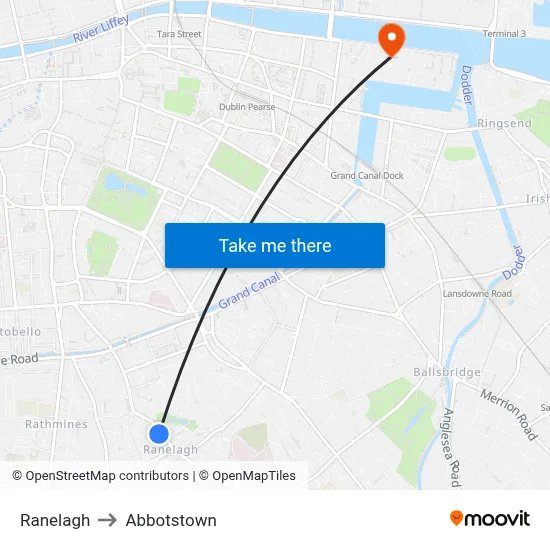 Ranelagh to Abbotstown map