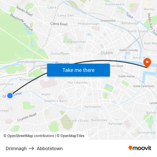 Drimnagh to Abbotstown map