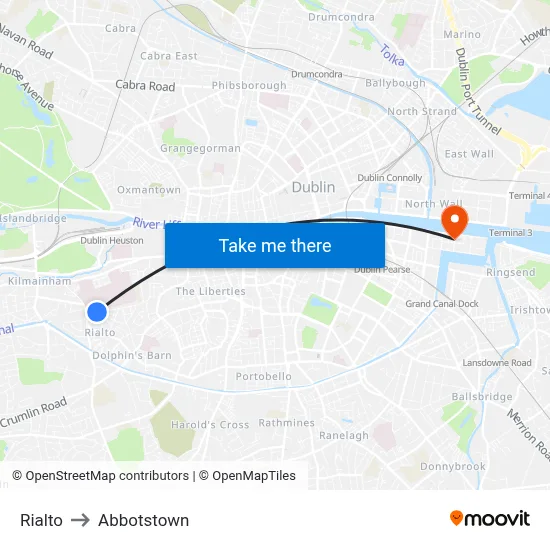 Rialto to Abbotstown map