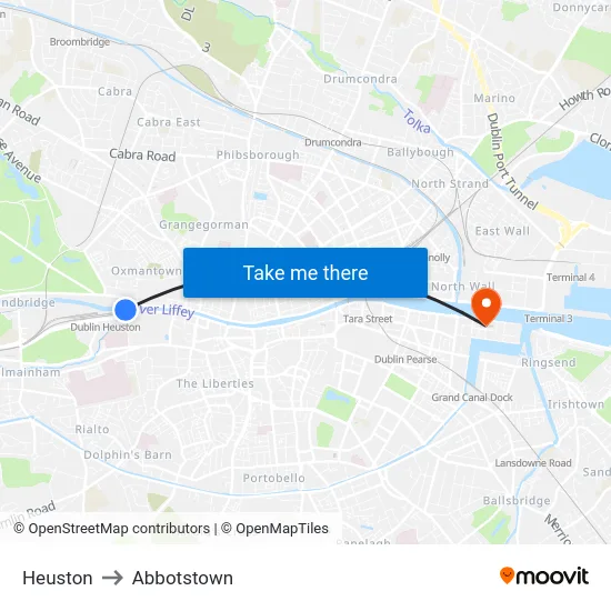 Heuston to Abbotstown map