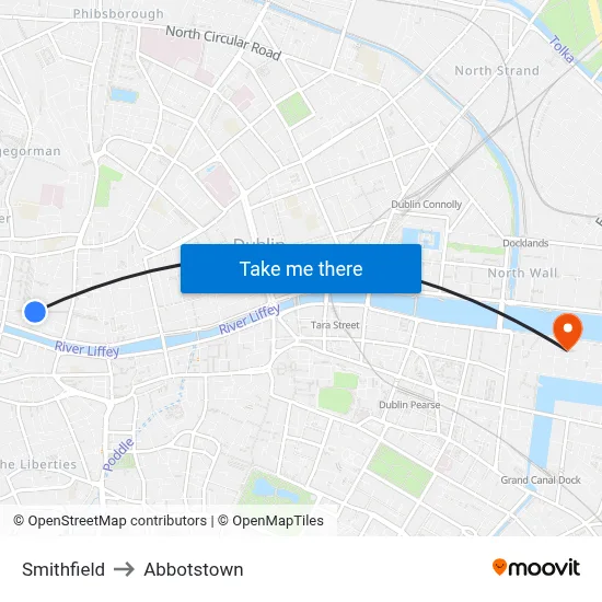 Smithfield to Abbotstown map