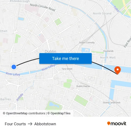 Four Courts to Abbotstown map