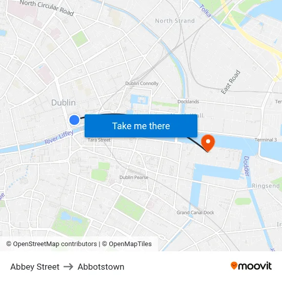 Abbey Street to Abbotstown map