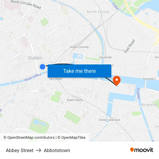 Abbey Street to Abbotstown map