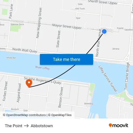 The Point to Abbotstown map