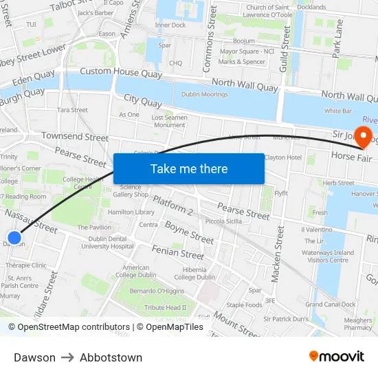 Dawson to Abbotstown map