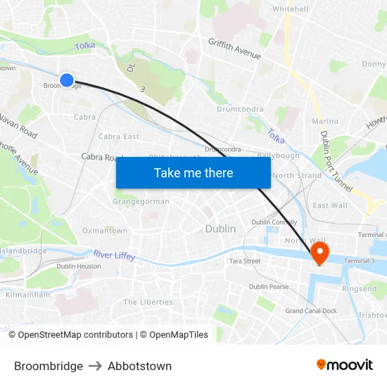 Broombridge to Abbotstown map