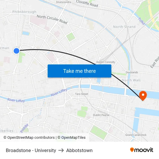 Broadstone - University to Abbotstown map