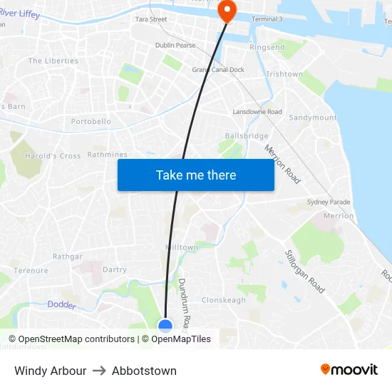 Windy Arbour to Abbotstown map