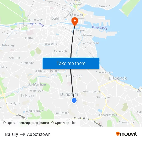 Balally to Abbotstown map