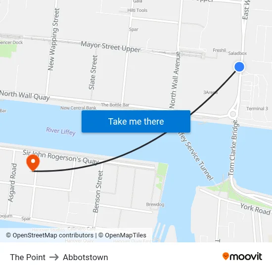 The Point to Abbotstown map
