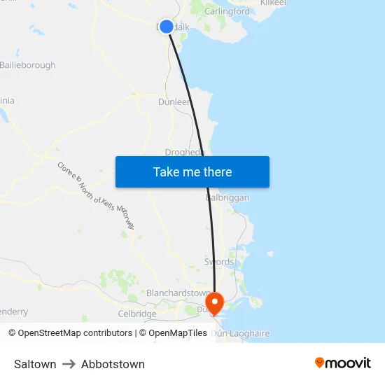 Saltown to Abbotstown map