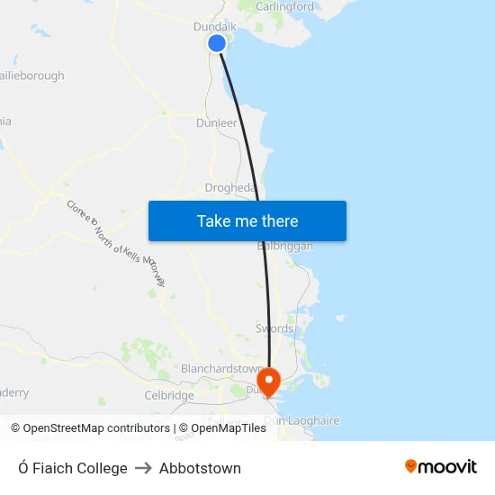 Ó Fiaich College to Abbotstown map