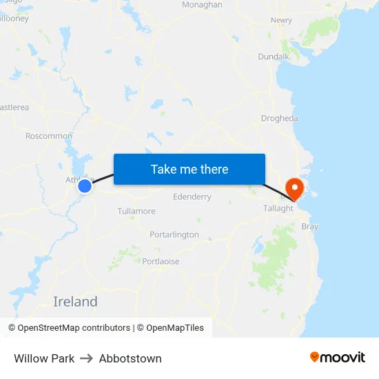 Willow Park to Abbotstown map