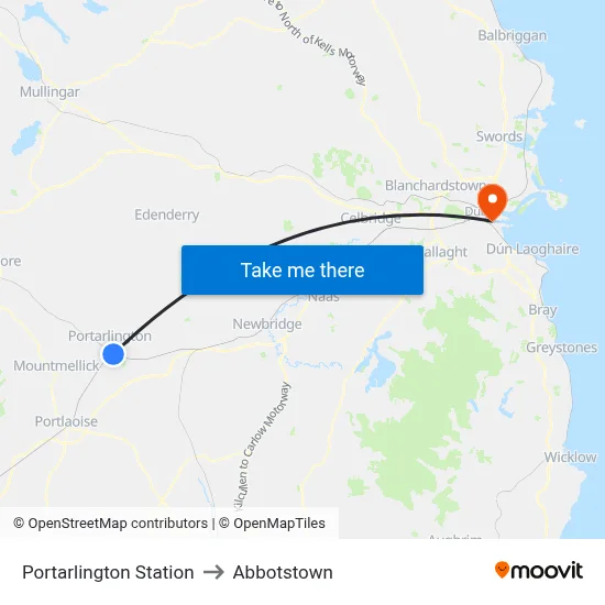 Portarlington Station to Abbotstown map