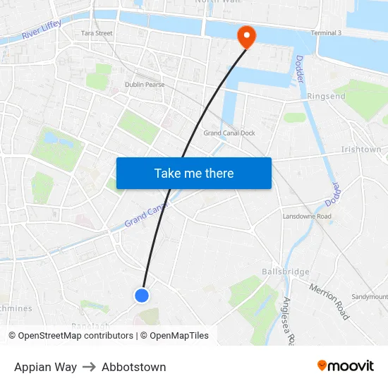 Appian Way to Abbotstown map