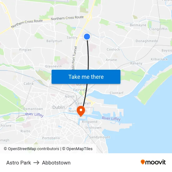 Astro Park to Abbotstown map