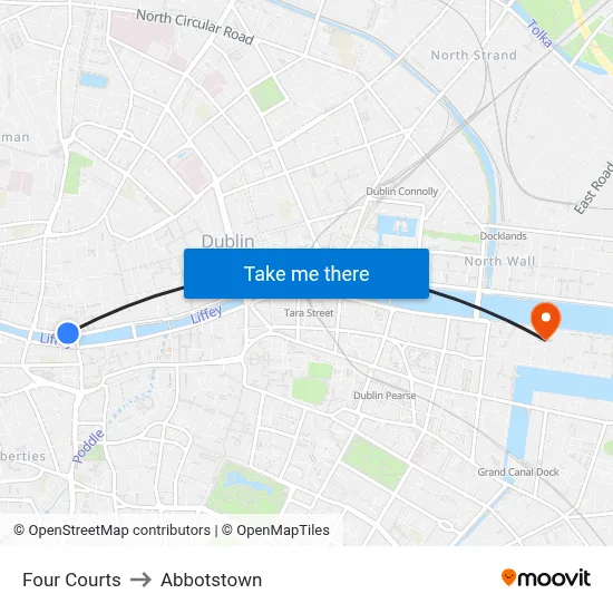 Four Courts to Abbotstown map