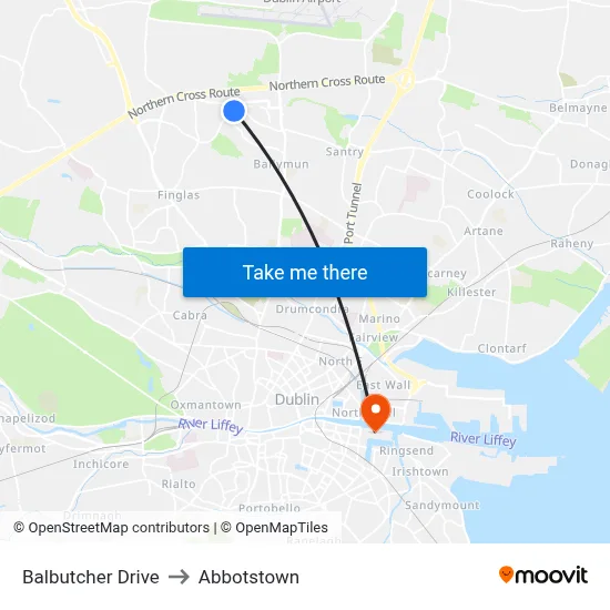 Balbutcher Drive to Abbotstown map
