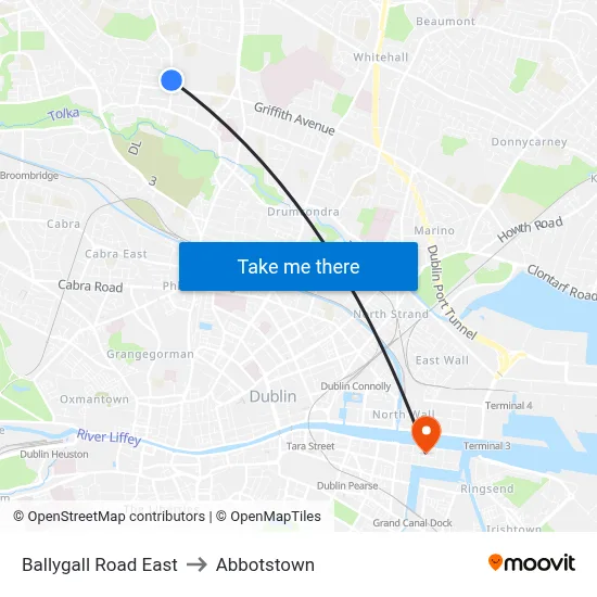Ballygall Road East to Abbotstown map