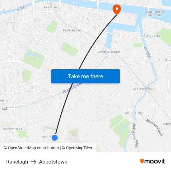 Ranelagh to Abbotstown map