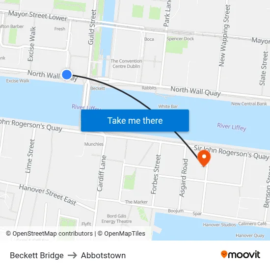Beckett Bridge to Abbotstown map