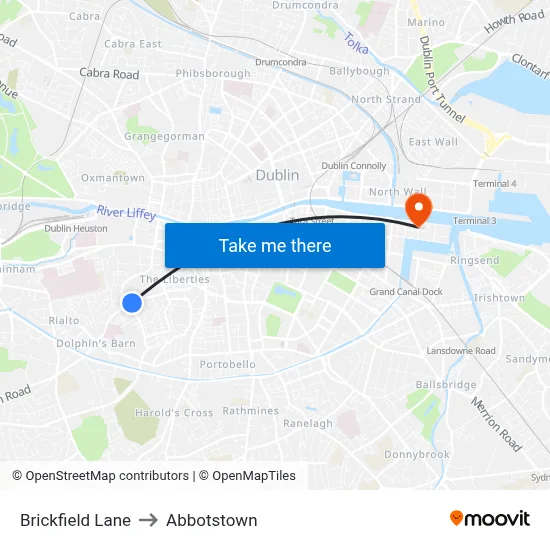Brickfield Lane to Abbotstown map