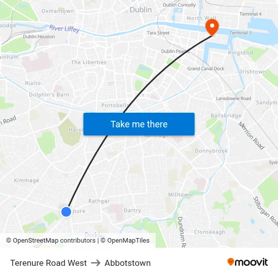 Terenure Road West to Abbotstown map