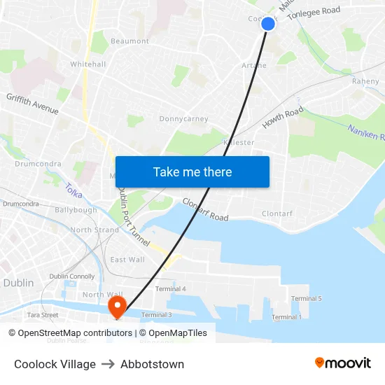 Coolock Village to Abbotstown map