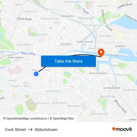 Cork Street to Abbotstown map