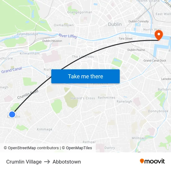 Crumlin Village to Abbotstown map