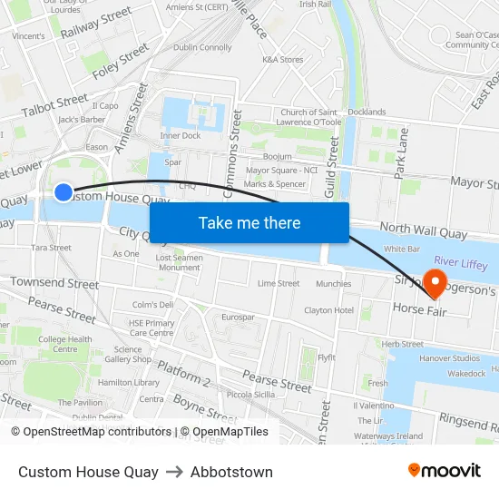 Custom House Quay to Abbotstown map