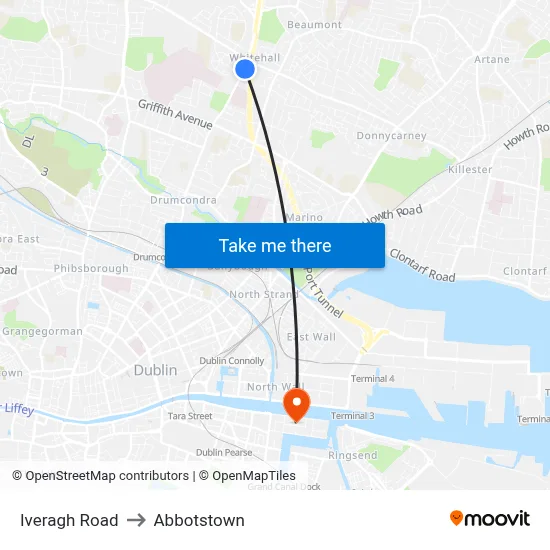 Iveragh Road to Abbotstown map