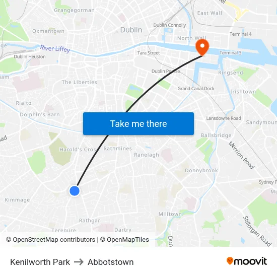 Kenilworth Park to Abbotstown map
