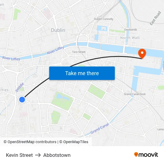 Kevin Street to Abbotstown map