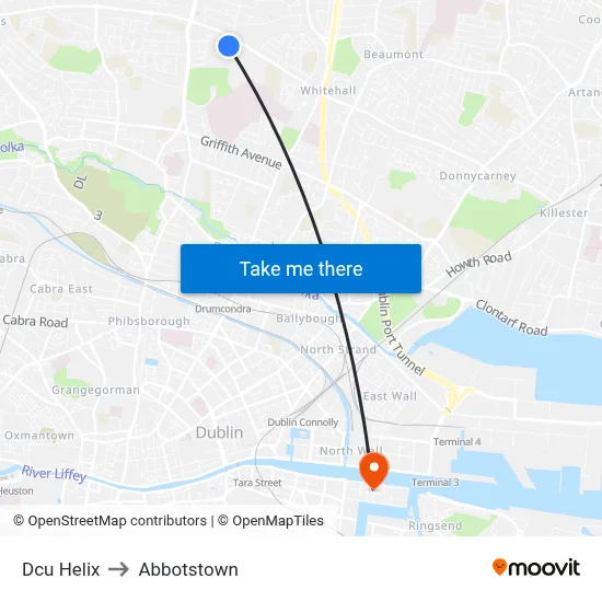 Dcu Helix to Abbotstown map