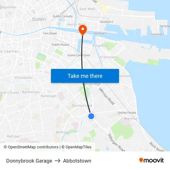 Donnybrook Garage to Abbotstown map