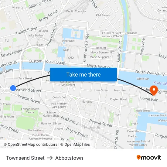 Townsend Street to Abbotstown map