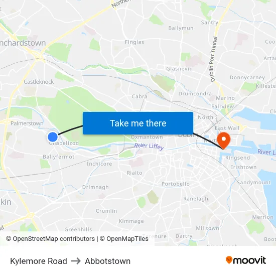 Kylemore Road to Abbotstown map