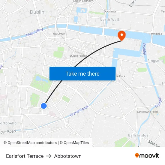 Earlsfort Terrace to Abbotstown map