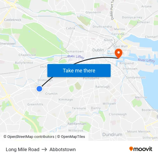 Long Mile Road to Abbotstown map