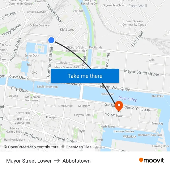 Mayor Street Lower to Abbotstown map
