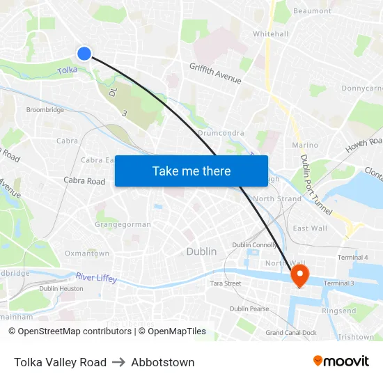 Tolka Valley Road to Abbotstown map