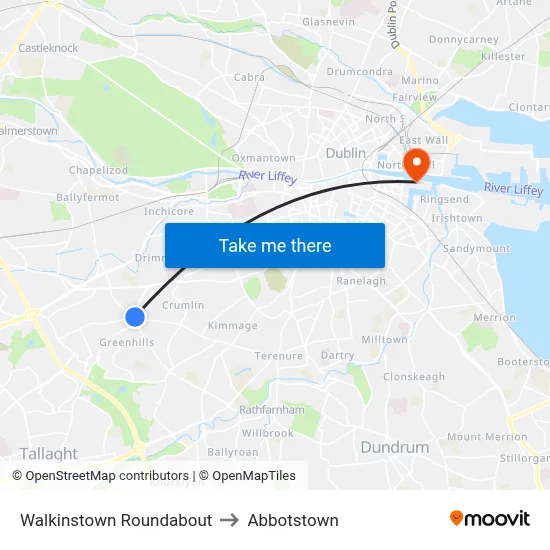 Walkinstown Roundabout to Abbotstown map
